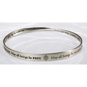 Metta Prayer Bracelet Womens Sterling Silver Buddhist Bangle Engraved Meditation